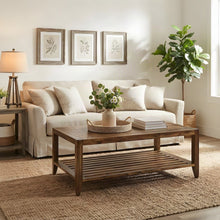 Modern Acacia Wood Coffee Table with Plywood Frame for Living Room, Light Brown