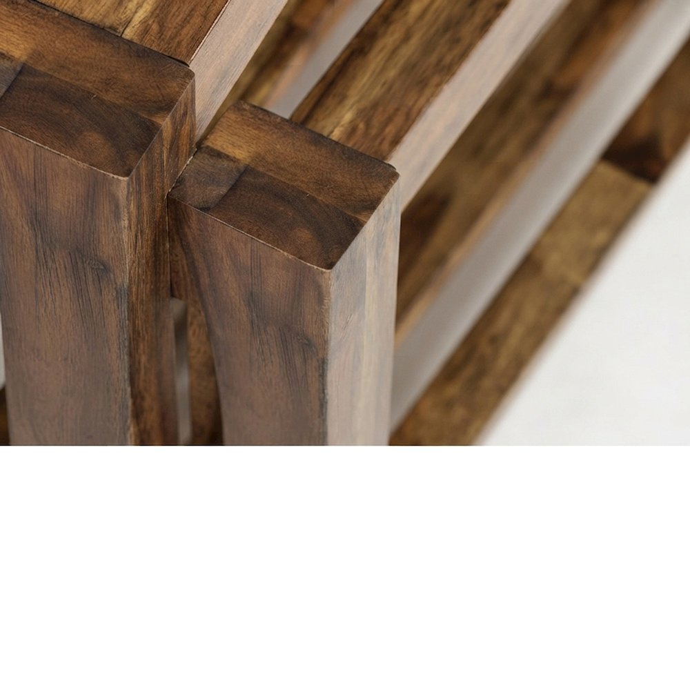 Modern Acacia Wood Coffee Table with Plywood Frame for Living Room, Light Brown
