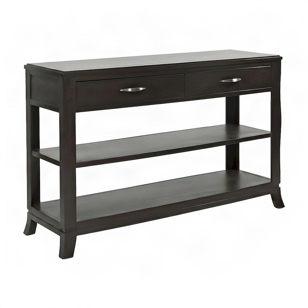 Acacia Veneer Sofa Table and Console TV Stand with 2 Drawers, Merlot