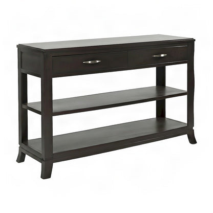 Acacia Veneer Sofa Table and Console TV Stand with 2 Drawers, Merlot