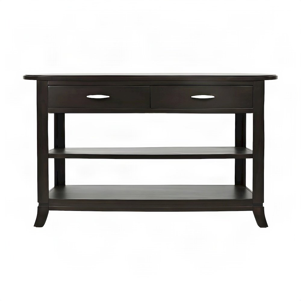 Acacia Veneer Sofa Table and Console TV Stand with 2 Drawers, Merlot