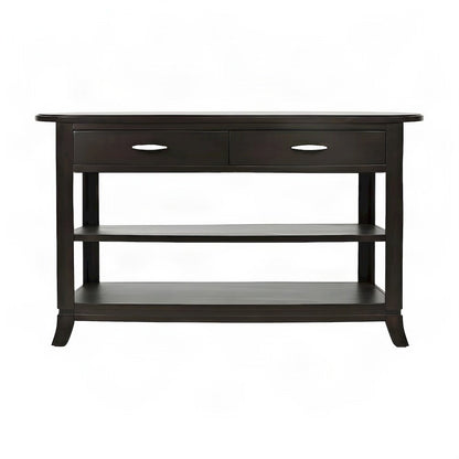 Acacia Veneer Sofa Table and Console TV Stand with 2 Drawers, Merlot