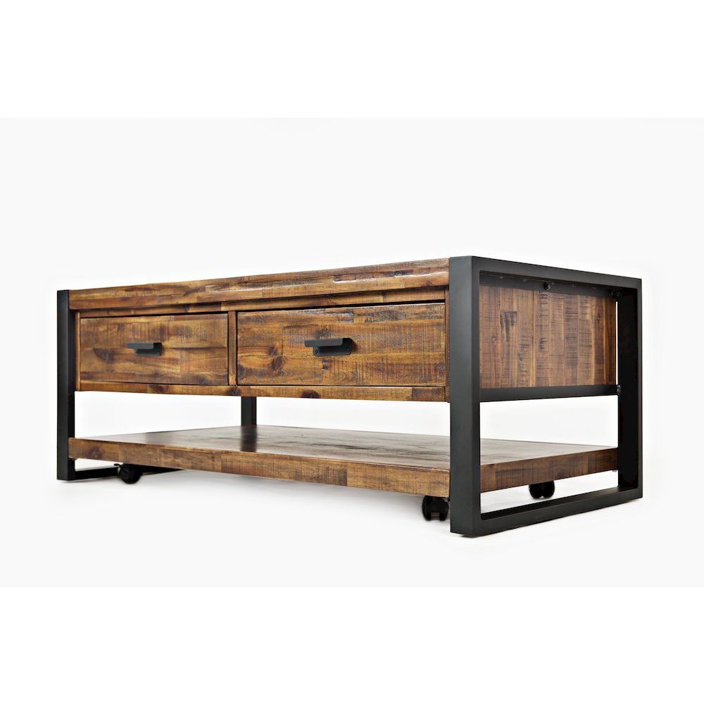 Loftworks Modern Industrial Distressed Acacia 48" Coffee Table with Drawers
