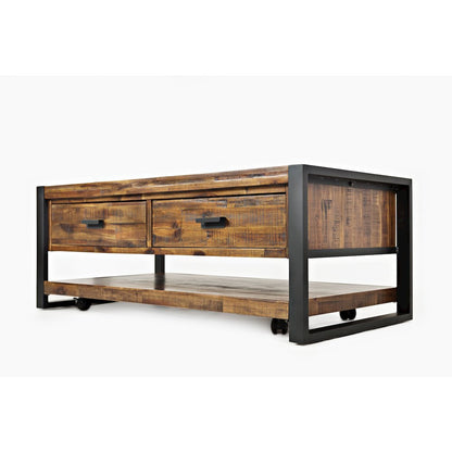 Loftworks Modern Industrial Distressed Acacia 48" Coffee Table with Drawers