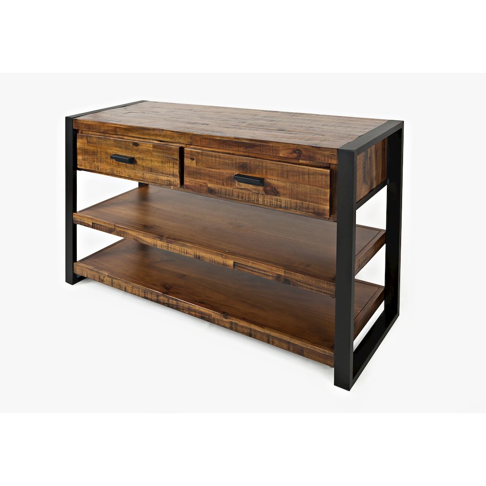 Loftworks Modern Industrial Distressed Acacia 50" Sofa Table with Drawers