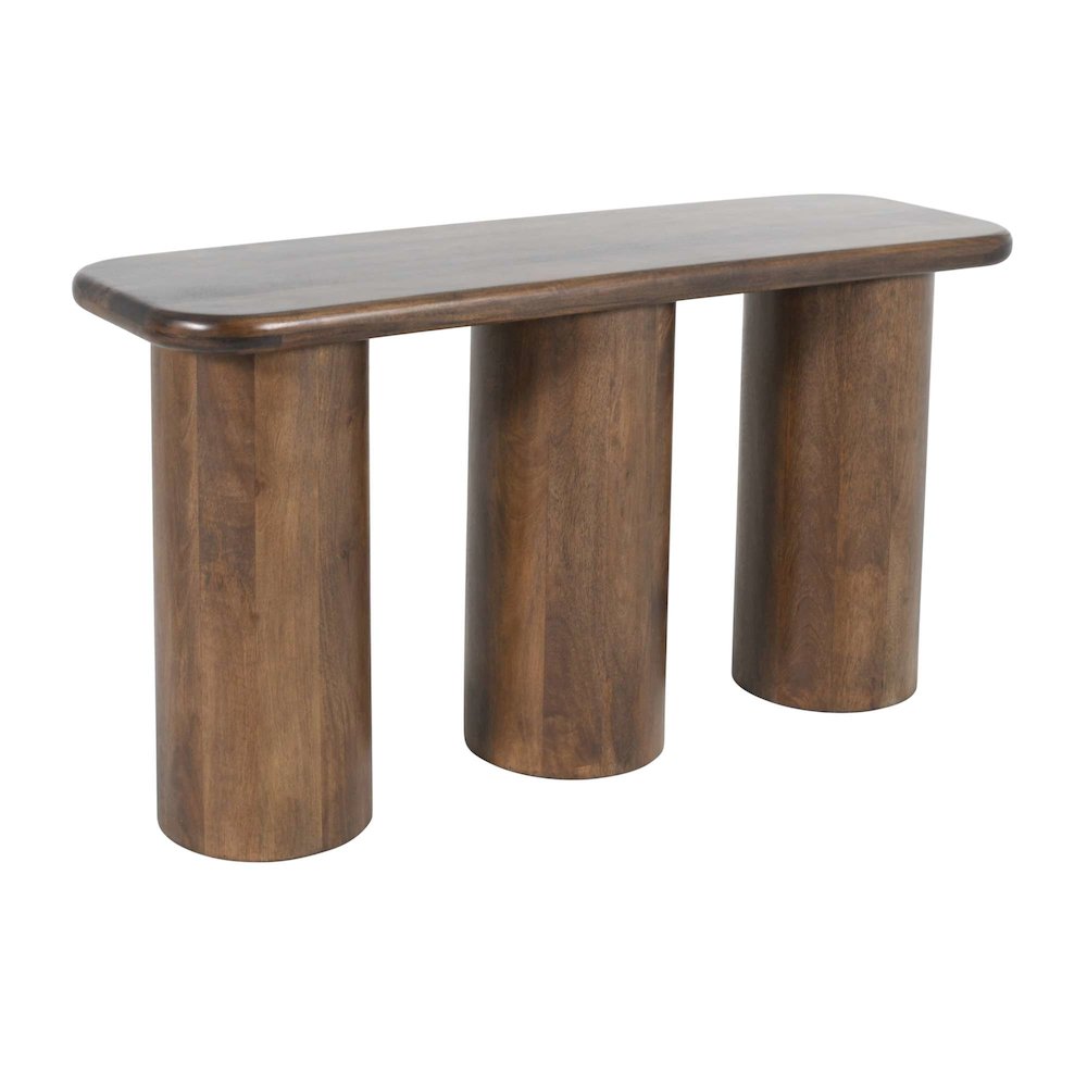 Mandara Global Modern 54" Solid Wood Pillar Sofa Console Table