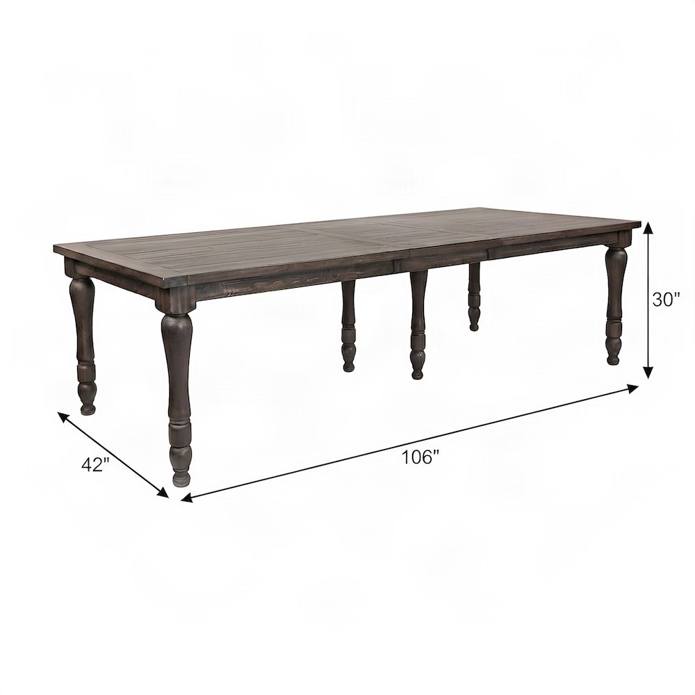 Pine Wood Extendable Dining Table with Distressed Rustic Finish, Barnwood Brown
