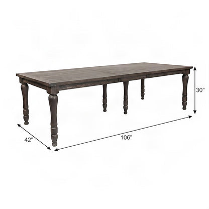 Pine Wood Extendable Dining Table with Distressed Rustic Finish, Barnwood Brown