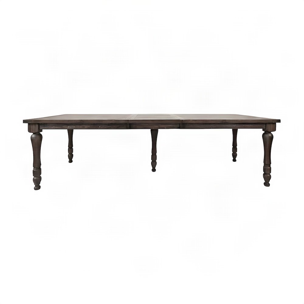 Pine Wood Extendable Dining Table with Distressed Rustic Finish, Barnwood Brown