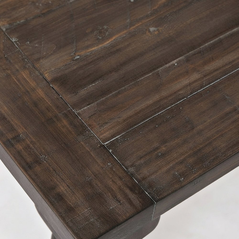 Pine Wood Extendable Dining Table with Distressed Rustic Finish, Barnwood Brown