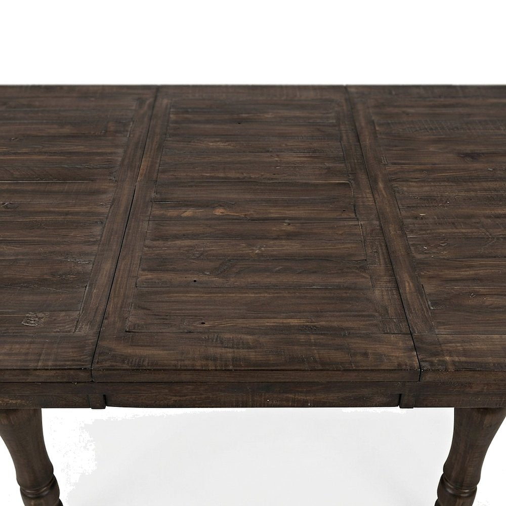 Pine Wood Extendable Dining Table with Distressed Rustic Finish, Barnwood Brown