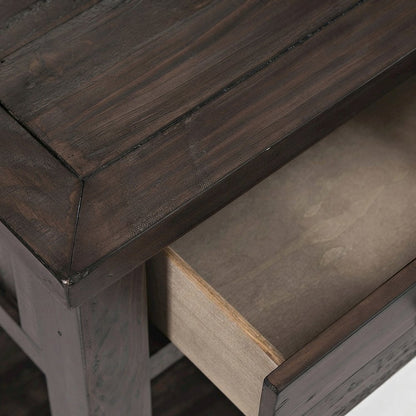 Pine Farmhouse End Table with Drawer Storage, Rustic Side Table, Barnwood Brown