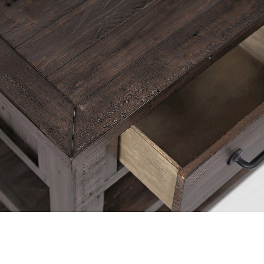 Pine Farmhouse Sofa Console Table with 3 Drawers for Entryway, Barnwood Brown