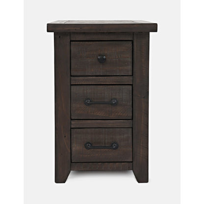Rustic Reclaimed Pine Farmhouse Harris USB Charging Chairside Table