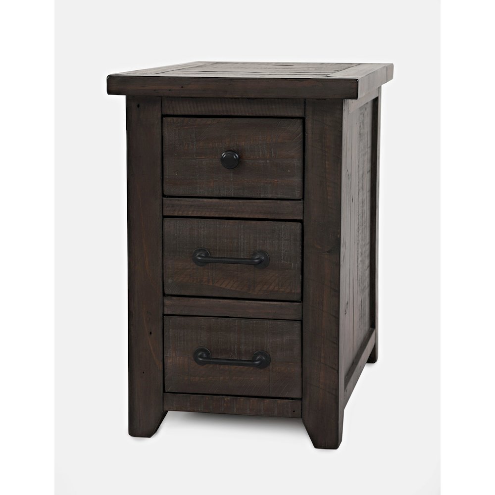 Rustic Reclaimed Pine Farmhouse Harris USB Charging Chairside Table