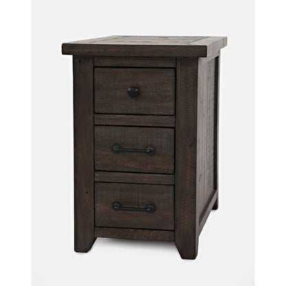 Rustic Reclaimed Pine Farmhouse Harris USB Charging Chairside Table