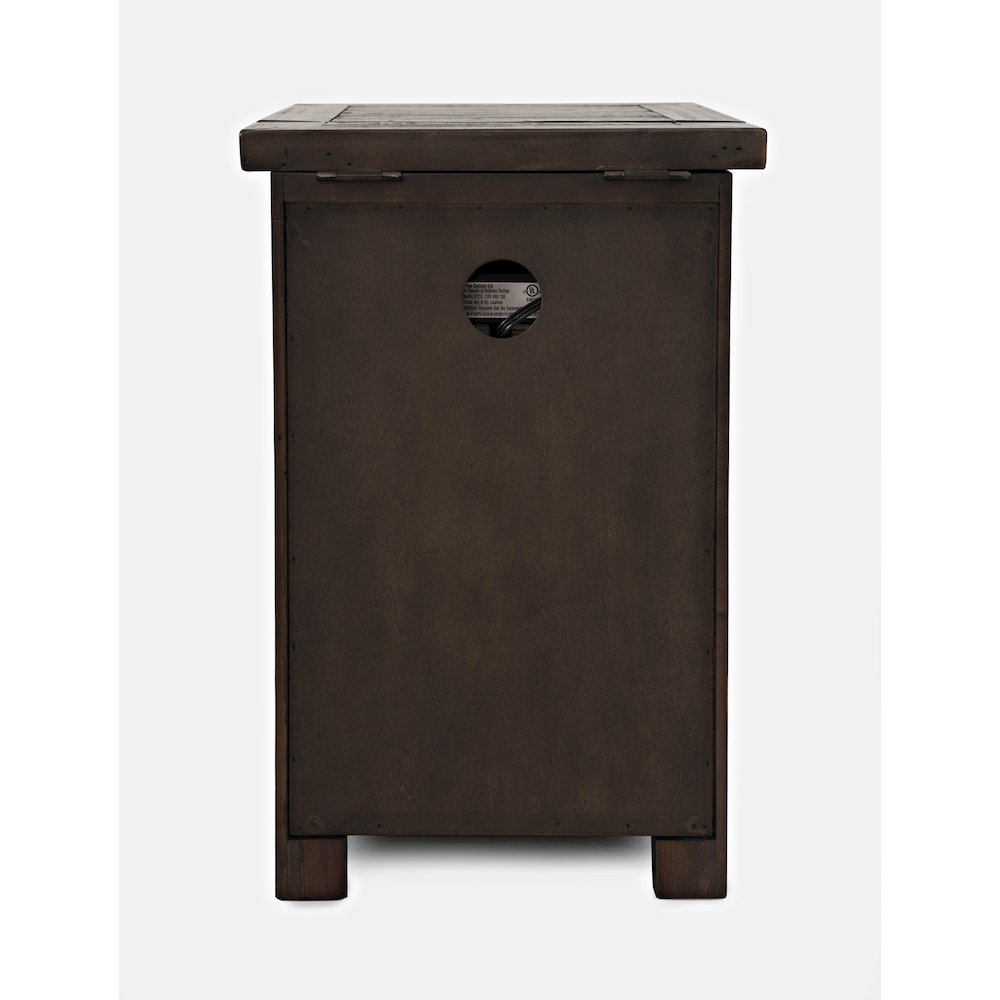 Rustic Reclaimed Pine Farmhouse Harris USB Charging Chairside Table