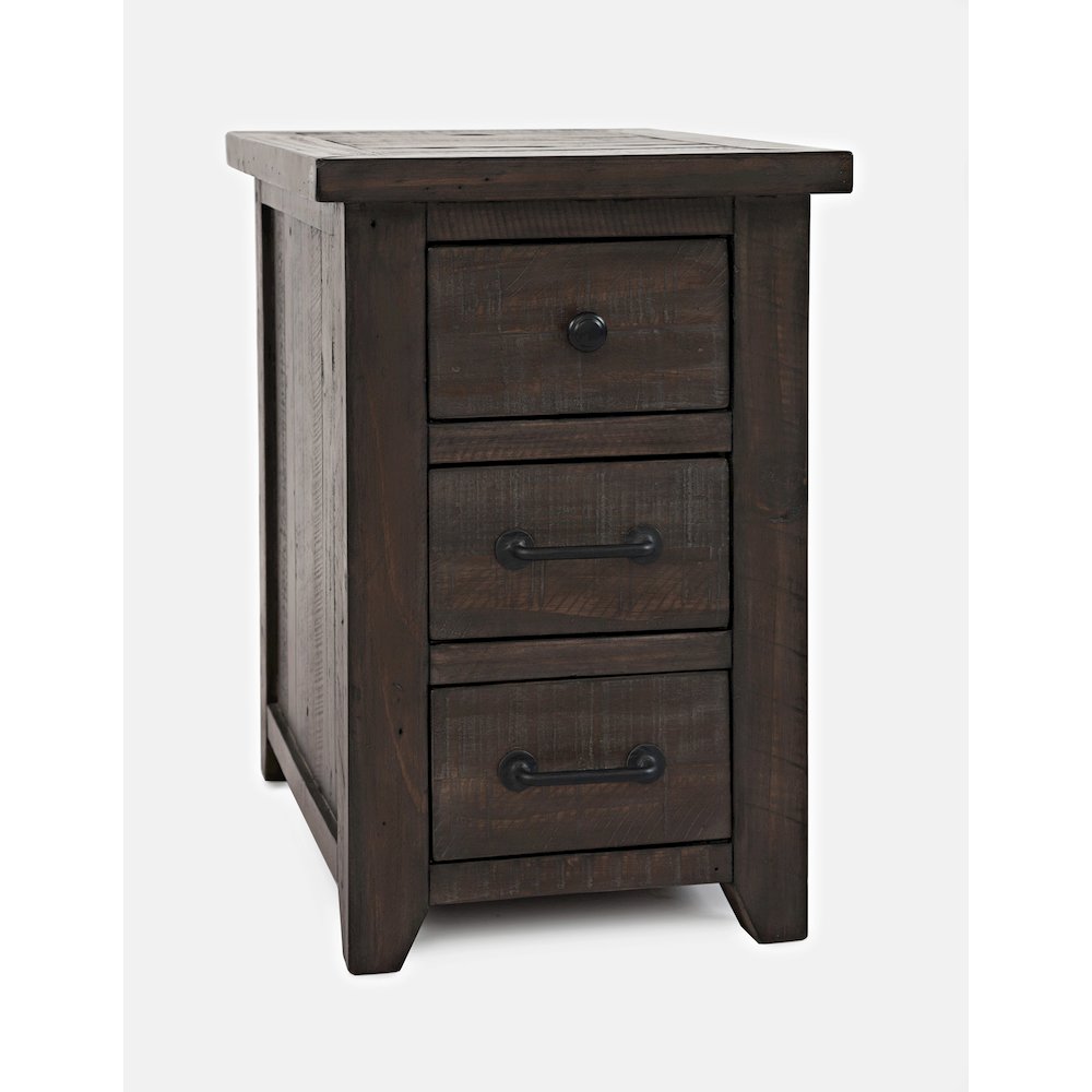 Rustic Reclaimed Pine Farmhouse Harris USB Charging Chairside Table