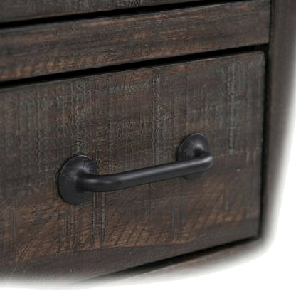 Pine Farmhouse Nightstand with USB Charging Station, 3-Drawer, Barnwood Brown