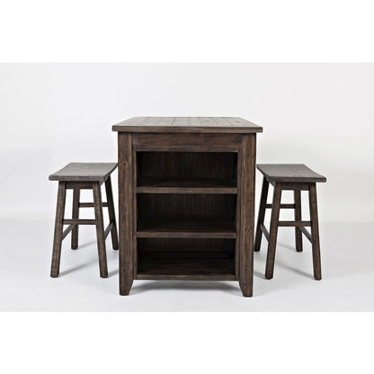 Rustic Reclaimed Solid Wood Farmhouse 3 Piece Counter Height Dining Set