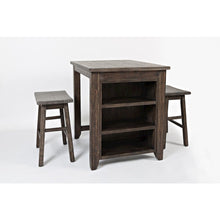 Rustic Reclaimed Solid Wood Farmhouse 3 Piece Counter Height Dining Set