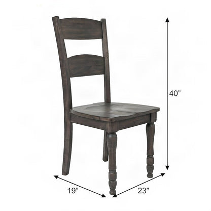 Pine Ladderback Farmhouse Dining Chairs, Distressed, Set of 2, Barnwood Brown