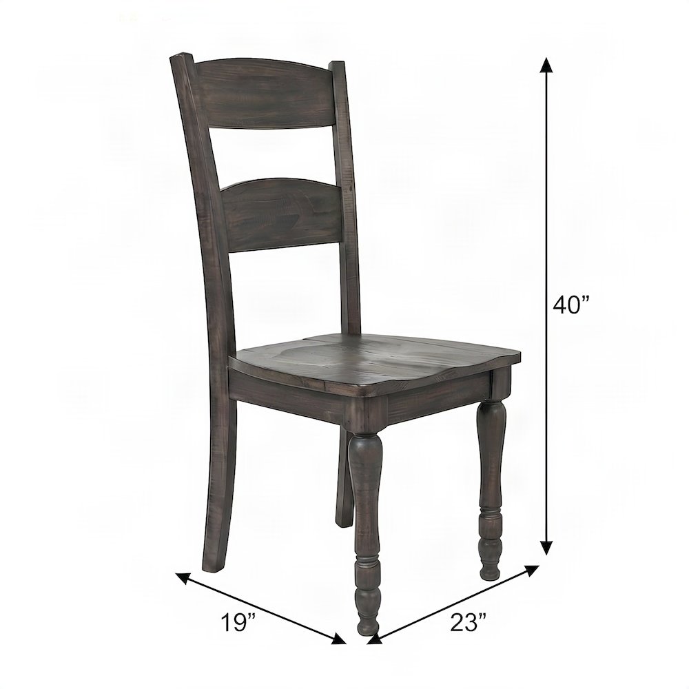 Pine Ladderback Farmhouse Dining Chairs, Distressed, Set of 2, Barnwood Brown