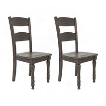 Pine Ladderback Farmhouse Dining Chairs, Distressed, Set of 2, Barnwood Brown