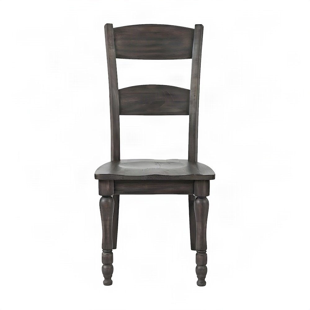 Pine Ladderback Farmhouse Dining Chairs, Distressed, Set of 2, Barnwood Brown
