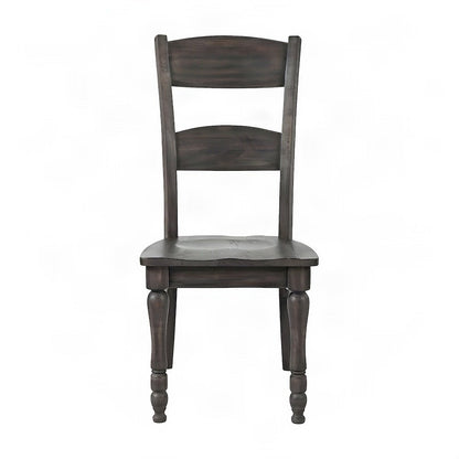Pine Ladderback Farmhouse Dining Chairs, Distressed, Set of 2, Barnwood Brown