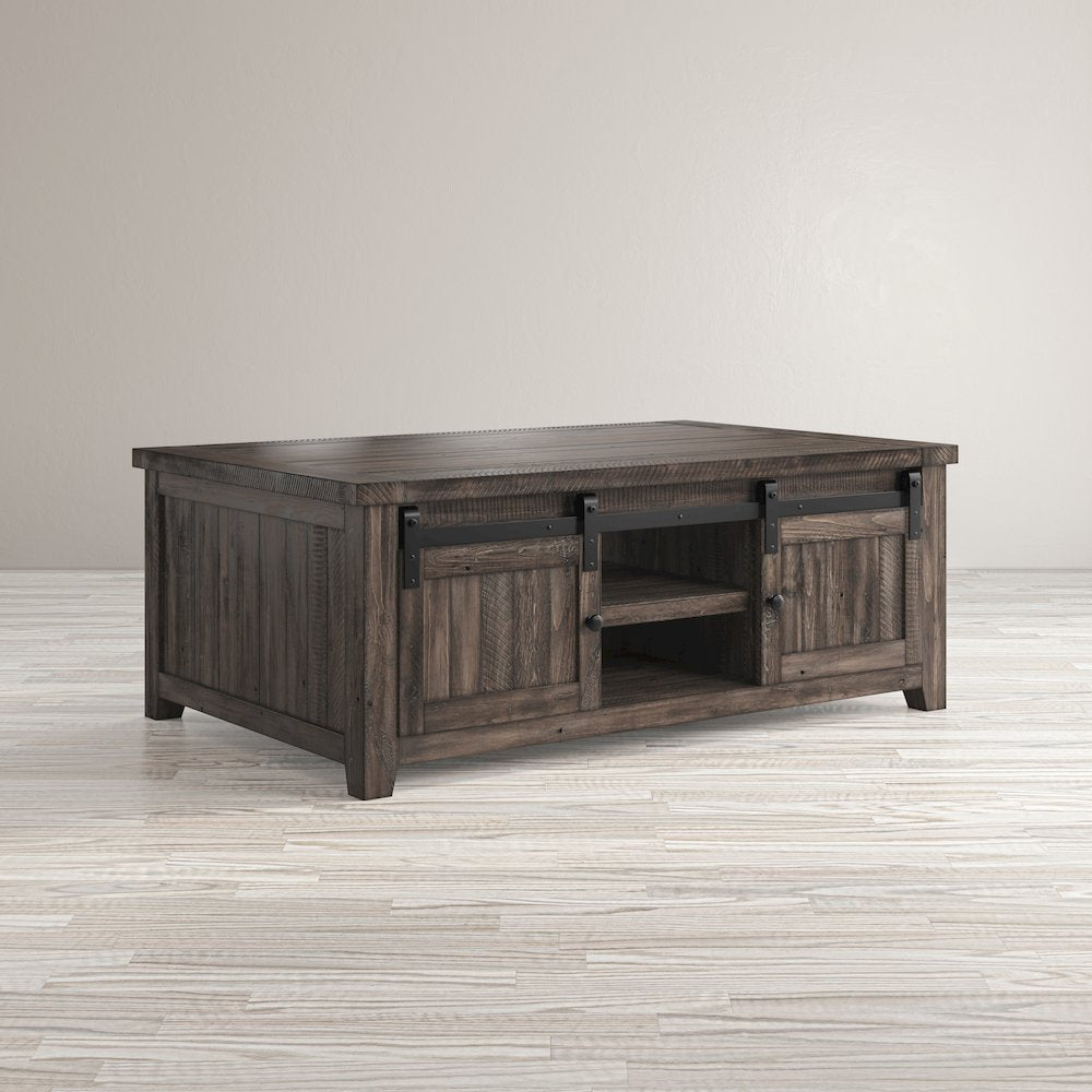 Madison County 50" Rustic Reclaimed Pine Farmhouse Barn Door Coffee Table