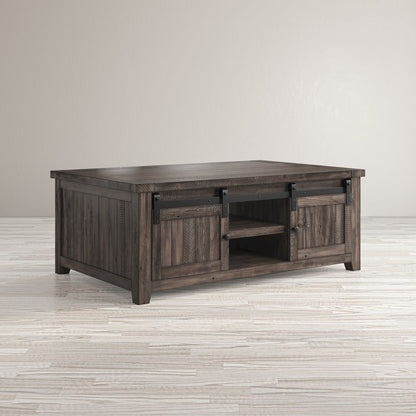 Madison County 50" Rustic Reclaimed Pine Farmhouse Barn Door Coffee Table