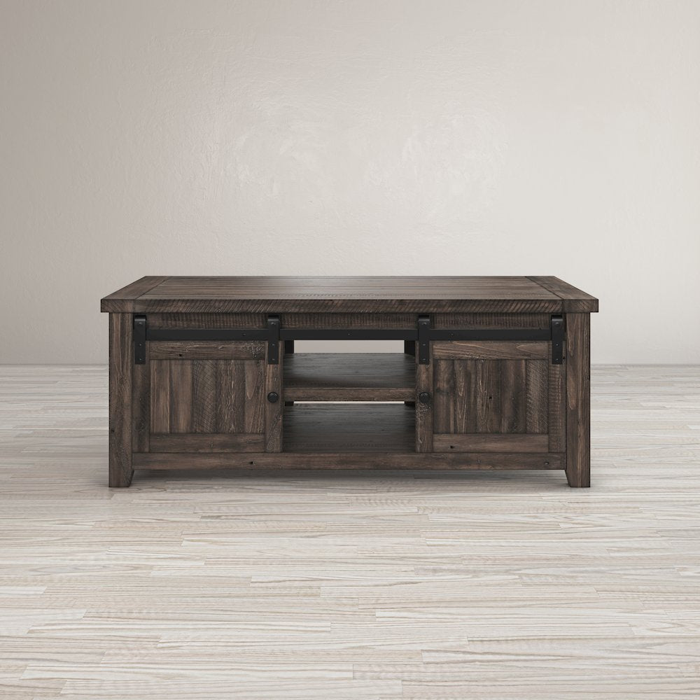 Madison County 50" Rustic Reclaimed Pine Farmhouse Barn Door Coffee Table