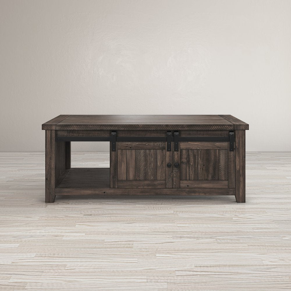 Madison County 50" Rustic Reclaimed Pine Farmhouse Barn Door Coffee Table