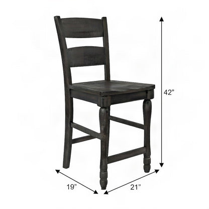 Distressed Pine Farmhouse Ladderback Counter Stools, Set of 2, Barnwood Brown