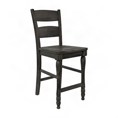 Distressed Pine Farmhouse Ladderback Counter Stools, Set of 2, Barnwood Brown