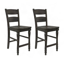 Distressed Pine Farmhouse Ladderback Counter Stools, Set of 2, Barnwood Brown