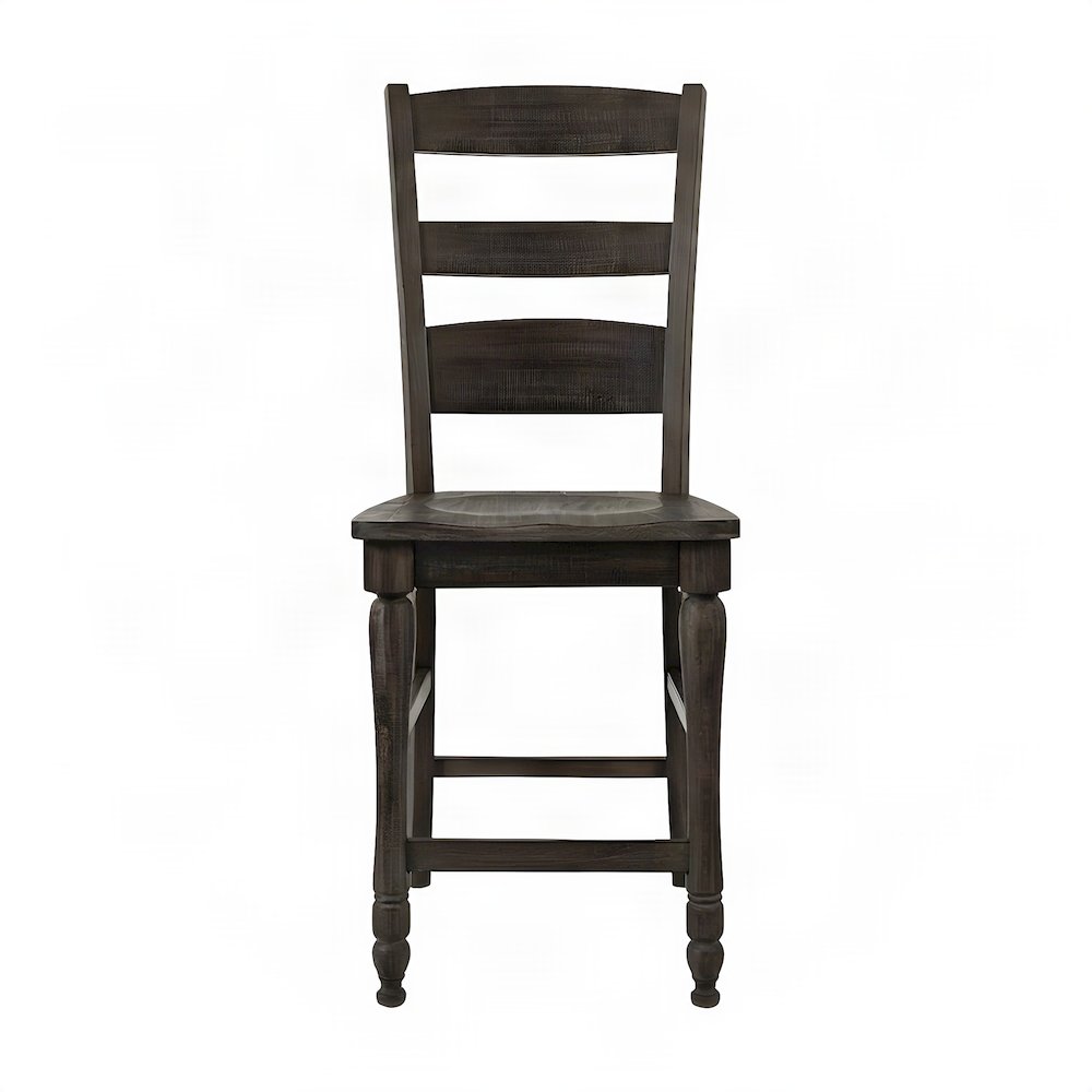 Distressed Pine Farmhouse Ladderback Counter Stools, Set of 2, Barnwood Brown