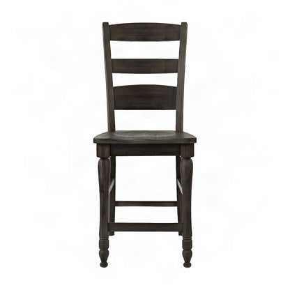Distressed Pine Farmhouse Ladderback Counter Stools, Set of 2, Barnwood Brown
