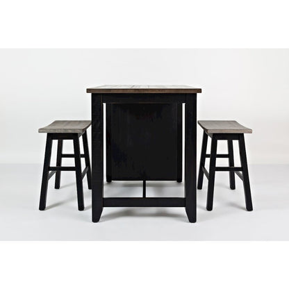 Rustic Reclaimed Solid Wood Farmhouse 3 Piece Counter Height Dining Set
