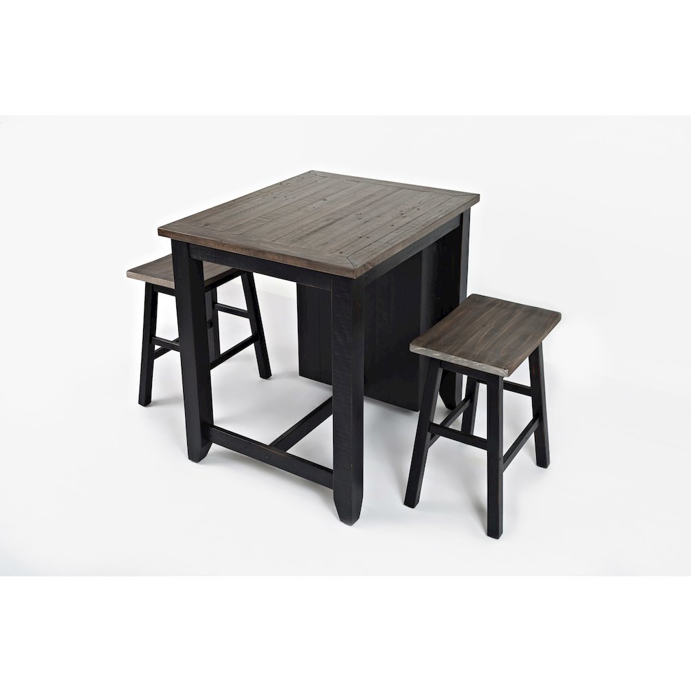 Rustic Reclaimed Solid Wood Farmhouse 3 Piece Counter Height Dining Set