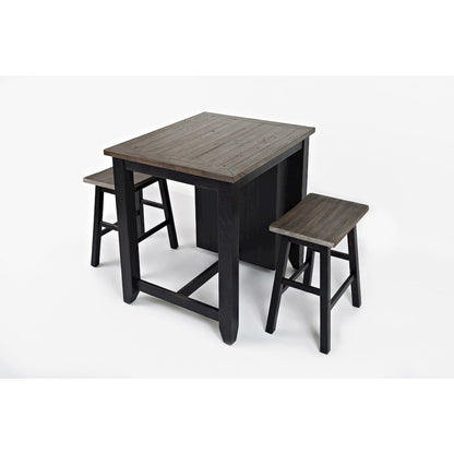Rustic Reclaimed Solid Wood Farmhouse 3 Piece Counter Height Dining Set