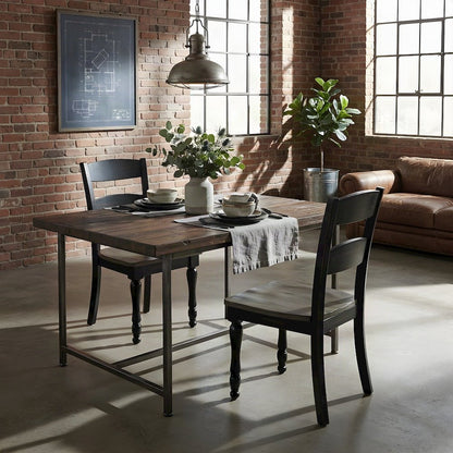 Pine Ladderback Farmhouse Dining Chairs, Distressed, Set of 2, Vintage Black