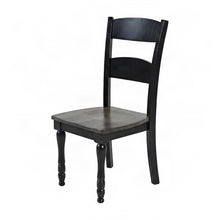 Pine Ladderback Farmhouse Dining Chairs, Distressed, Set of 2, Vintage Black
