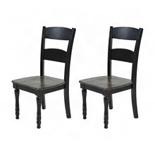 Pine Ladderback Farmhouse Dining Chairs, Distressed, Set of 2, Vintage Black