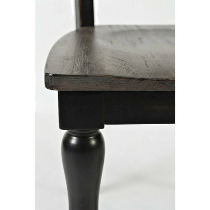 Pine Ladderback Farmhouse Dining Chairs, Distressed, Set of 2, Vintage Black