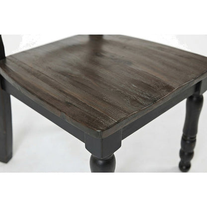 Pine Ladderback Farmhouse Dining Chairs, Distressed, Set of 2, Vintage Black