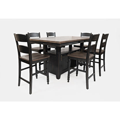 Reclaimed Pine 72" Farmhouse Counter Height Seven-Piece Dining Set