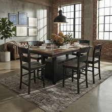 Pine Farmhouse Counter Height Dining Table and Chairs 7 Piece Set, Vintage Black