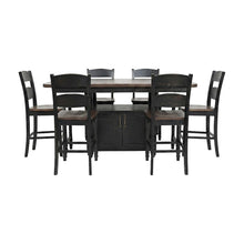 Pine Farmhouse Counter Height Dining Table and Chairs 7 Piece Set, Vintage Black